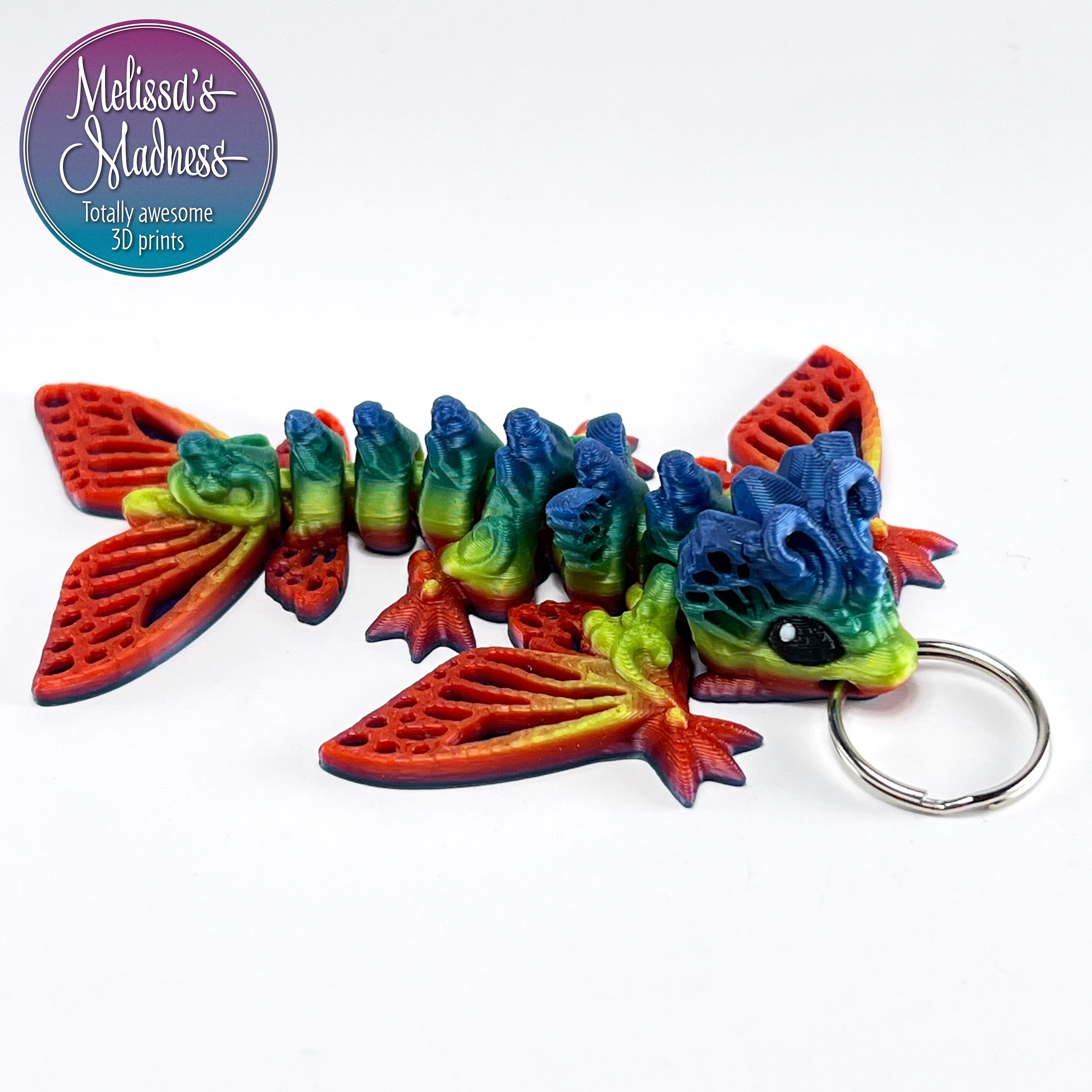 Tiny Butterfly Wyvern Keychain - Articulating 3D Printed Fantasy Keych ...