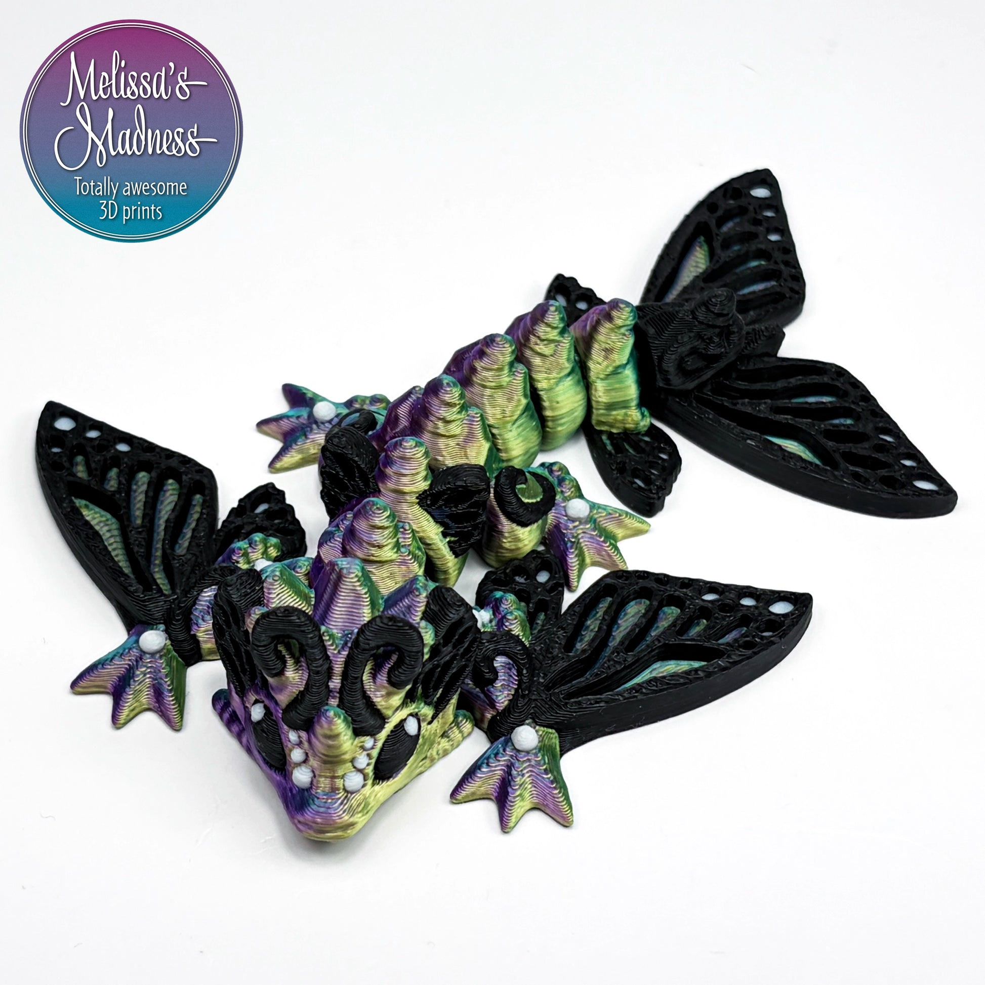 Articulated Tiny Butterfly Wyvern in Green+Purple+Yellow Shifting gift retail store wholesale supplier figurine