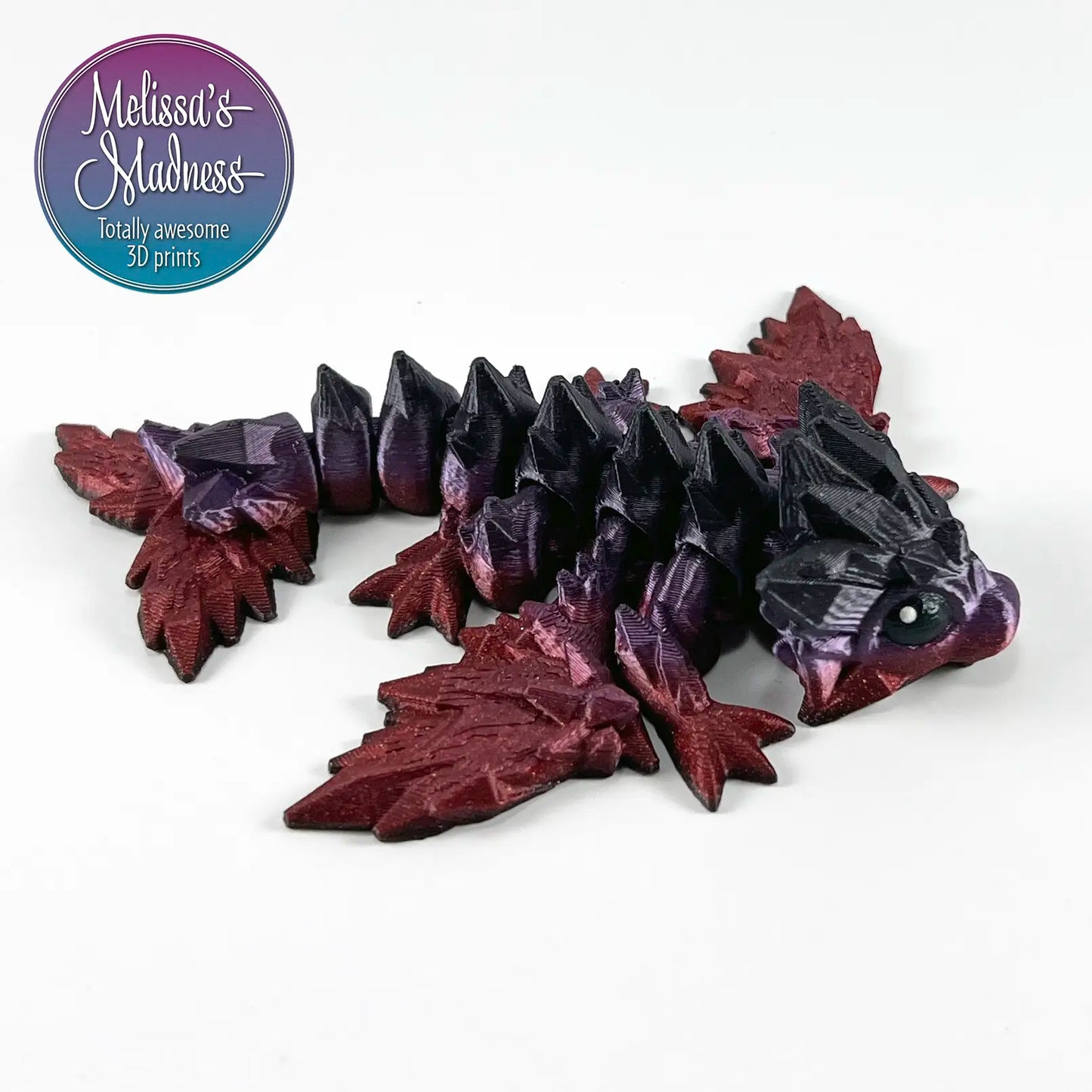 Tiny Crystal Dragon in Dragon's Lair Flexible Desk Fidget Articulating 3D Printed Display Piece