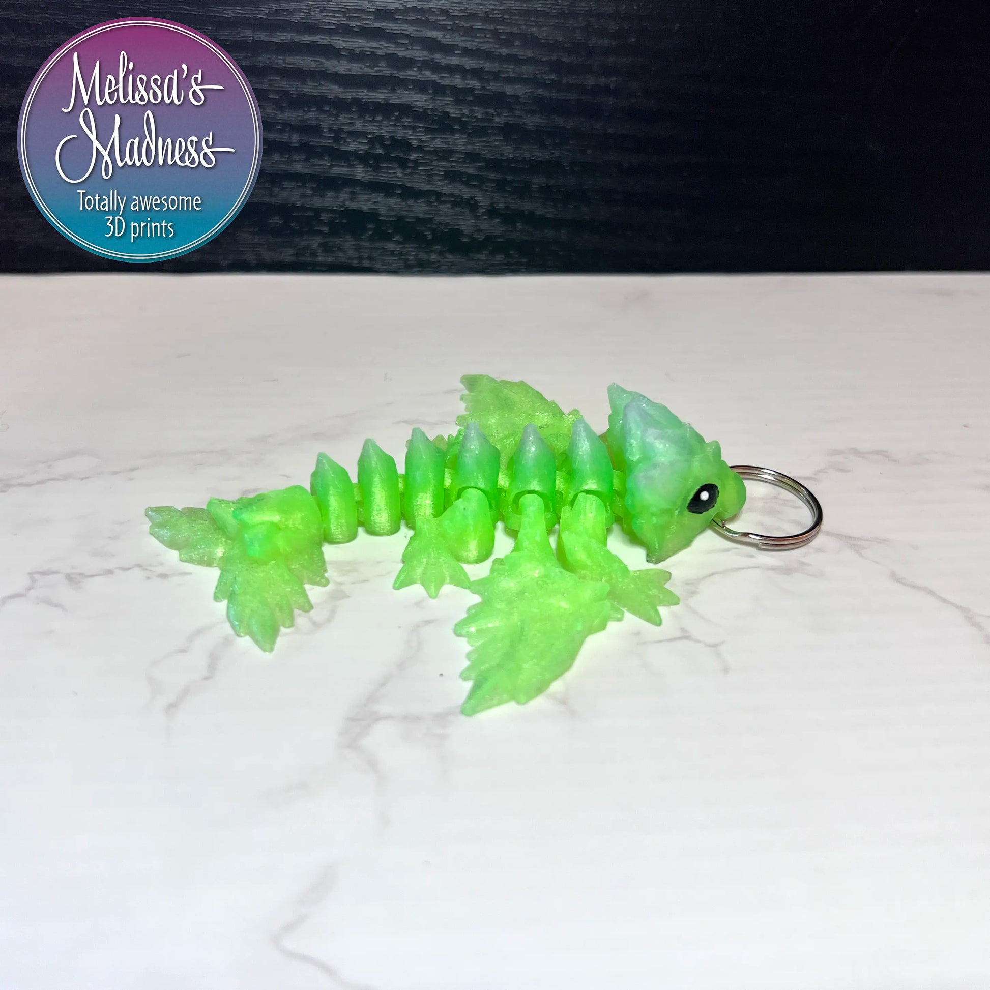 Tiny Crystal Dragon Keychain in Beachy