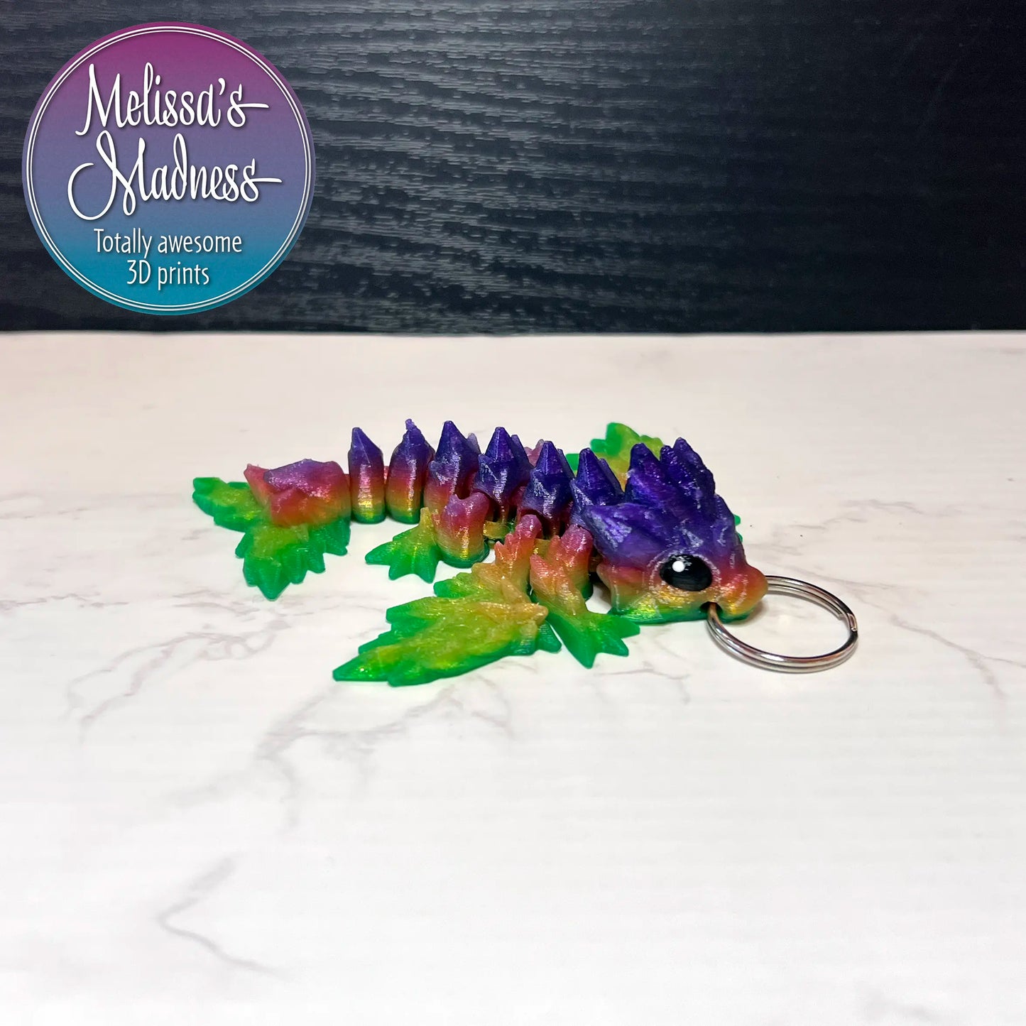 Tiny Crystal Dragon Keychain in Blooming