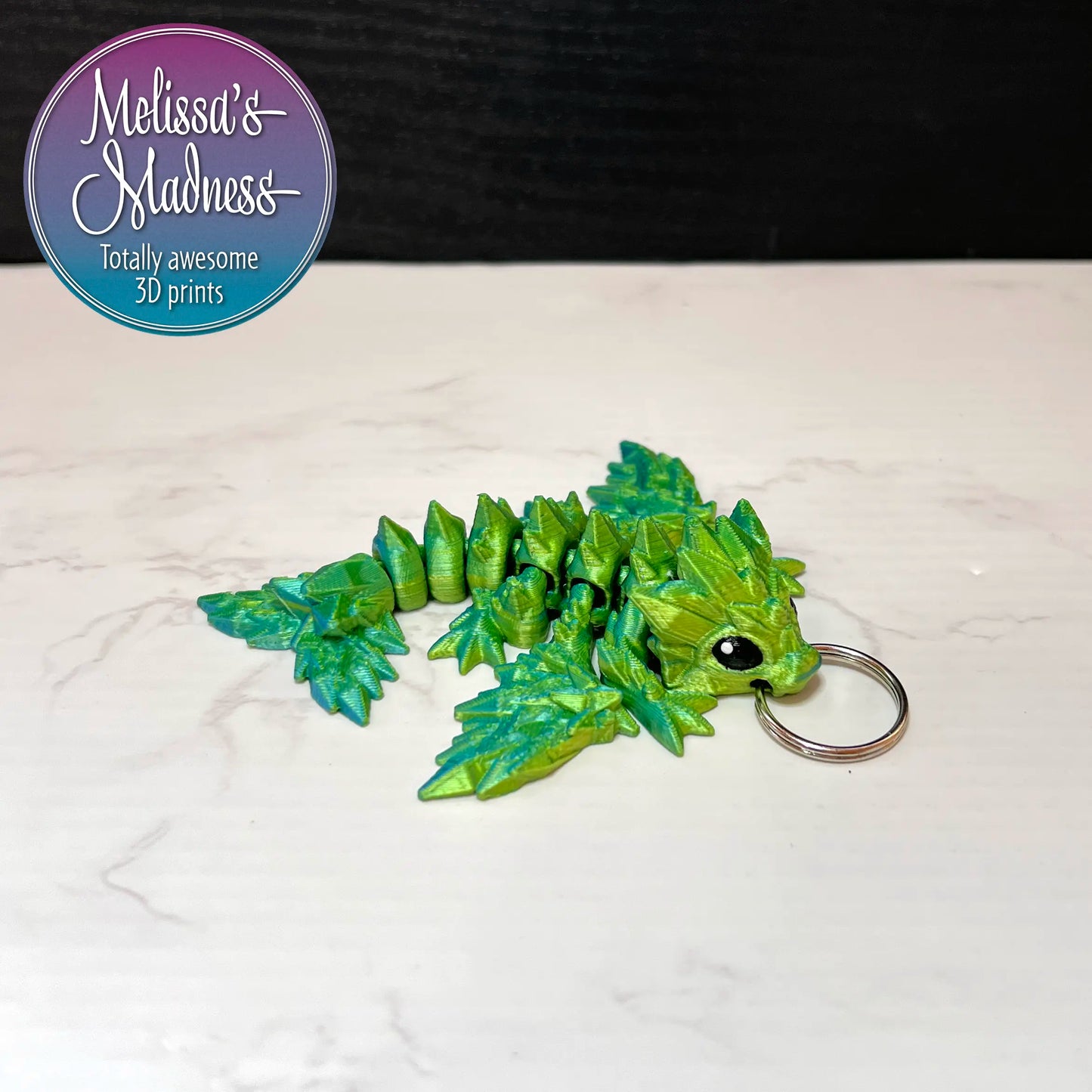 Tiny Crystal Dragon Keychain in Yellow+Blue Shifting