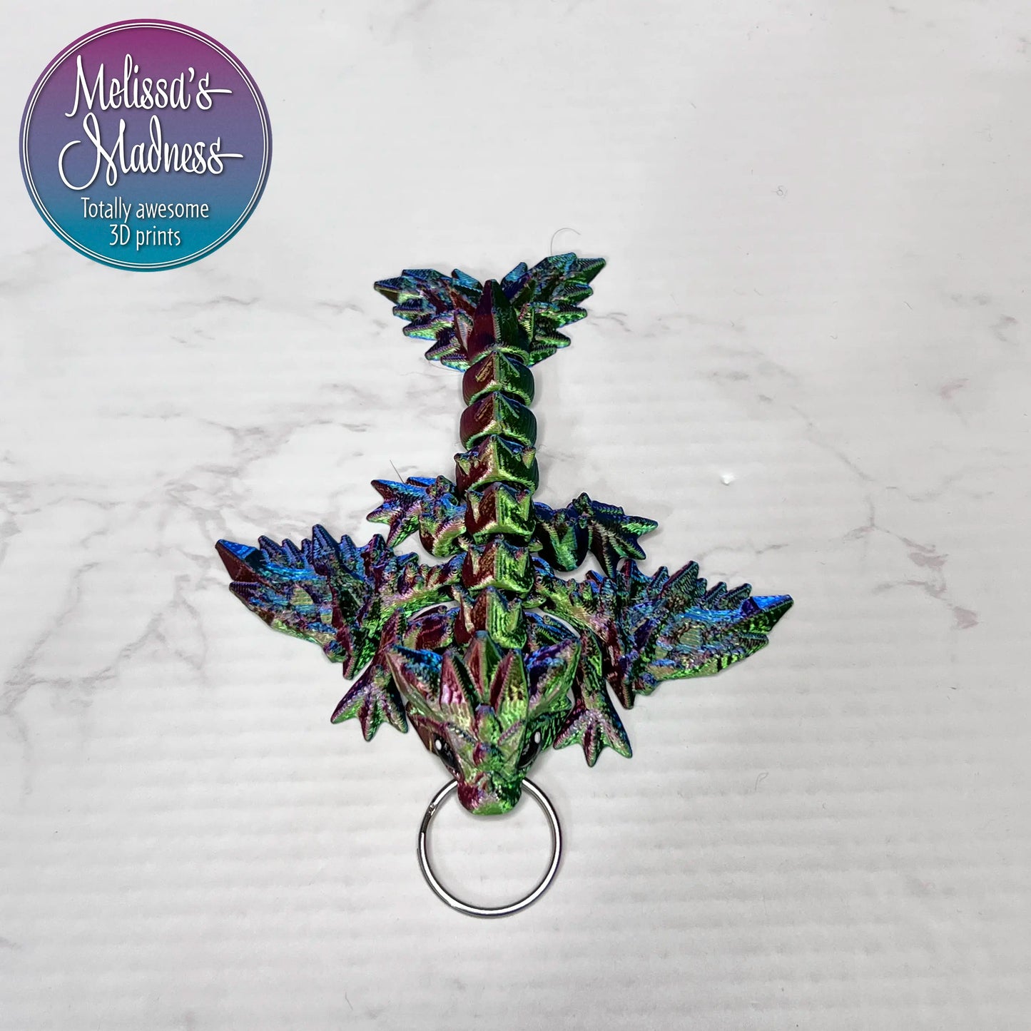 Tiny Crystal Dragon Keychain in Red+Green+Blue Shifting