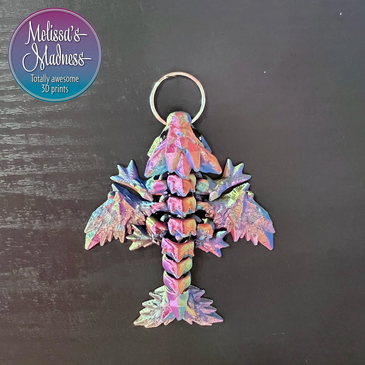 Tiny Crystal Dragon Keychain in Red+Yellow+Blue Shifting