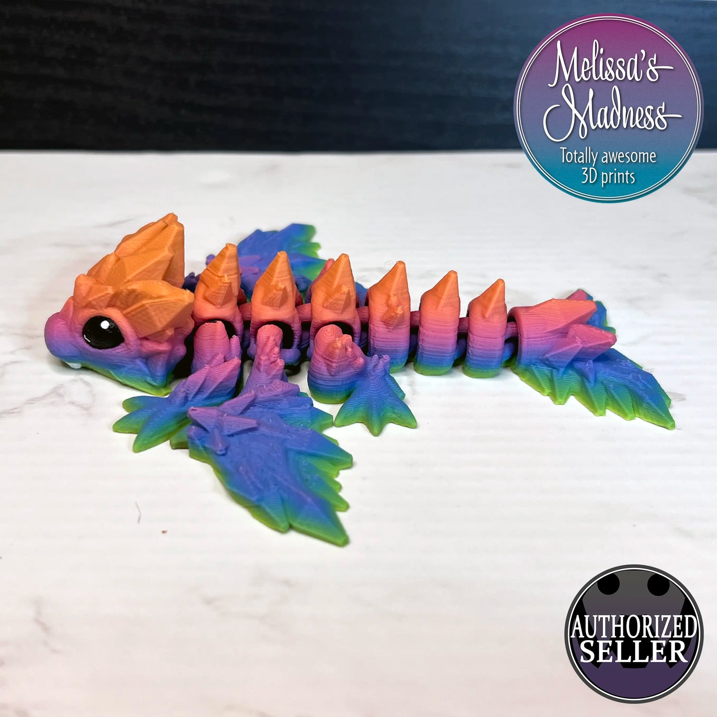 Tiny Crystal Dragon in Soft Rainbow