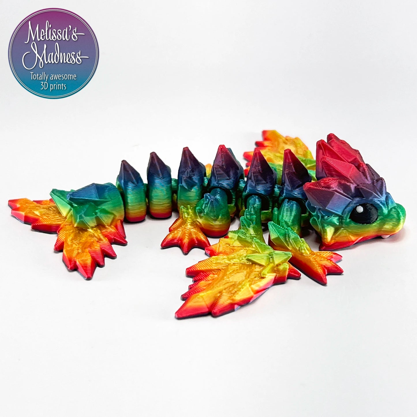 Tiny Crystal Dragon in Vibrant Rainbow sustainable 3d Printed collectible biodegradable material hydropower
