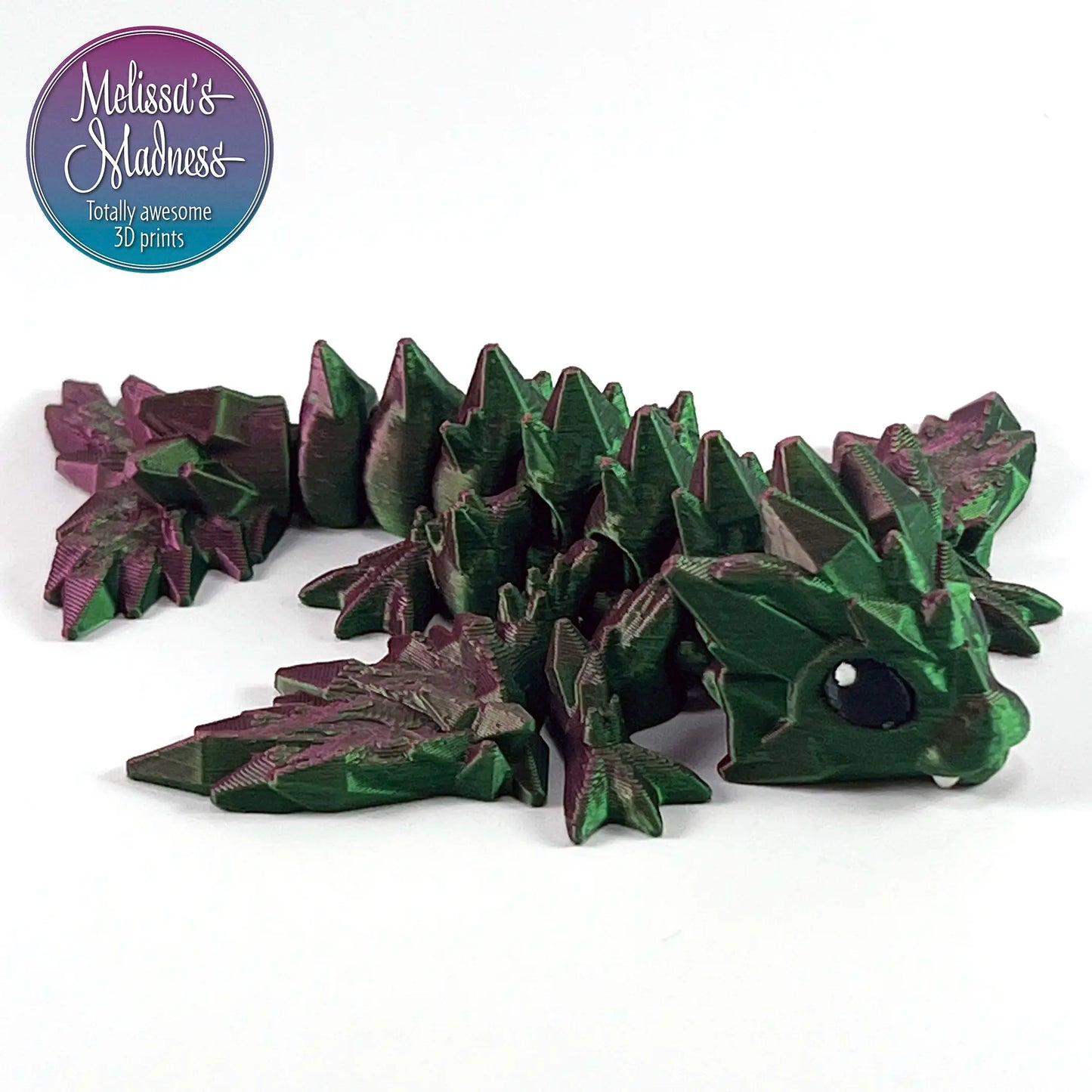 3D Printed Tiny Crystal Dragon in Red+Green Shifting Biodegradable PLA Model Industrially Compostable