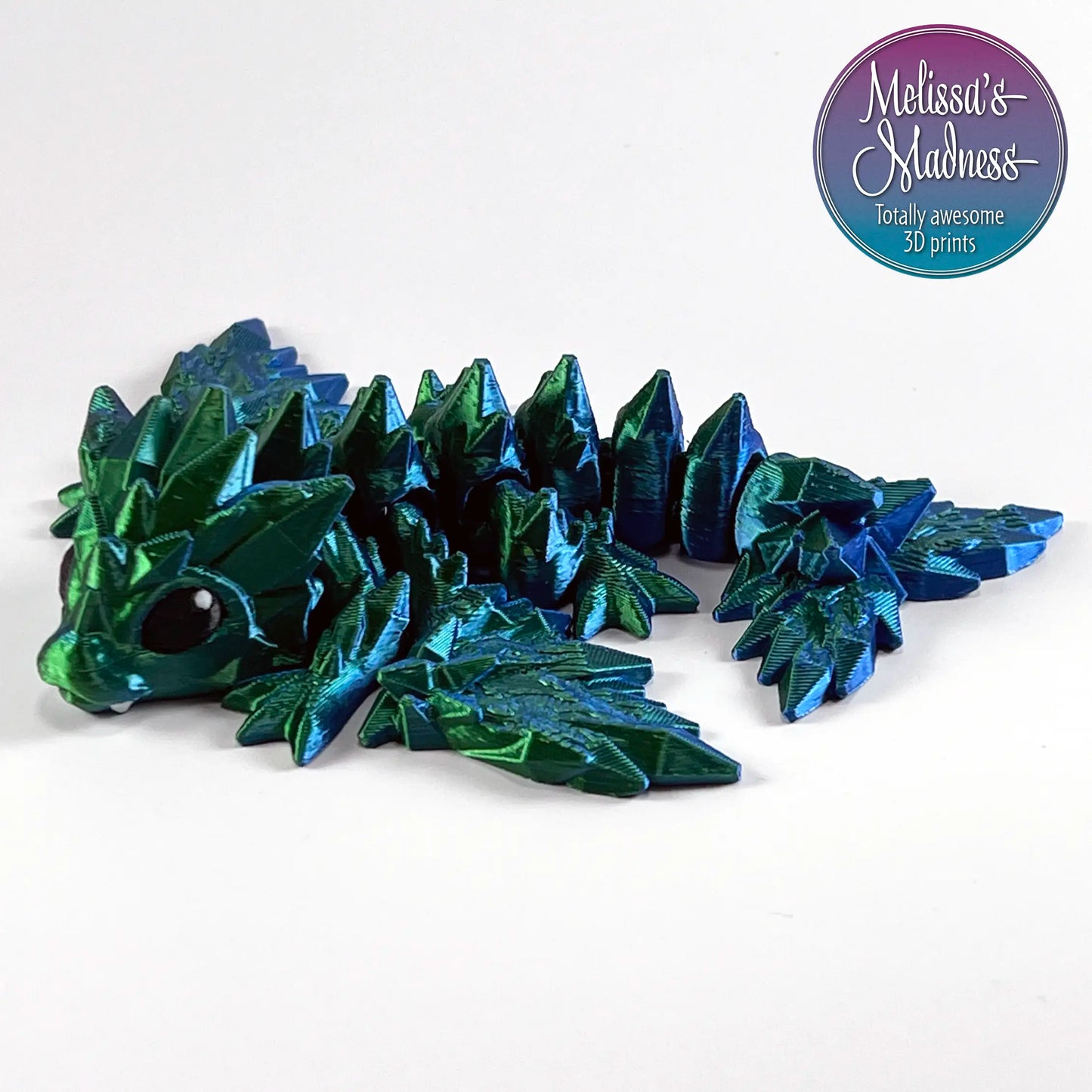 3D Printed Tiny Crystal Dragon in Blue+Green Shifting Wholesale Gift Shop Supplier Museum Store Collectible