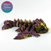3D Printed Articulated Tiny Crystal Dragon in Purple+Gold Shifting Flexi Movement Collectible Figurine