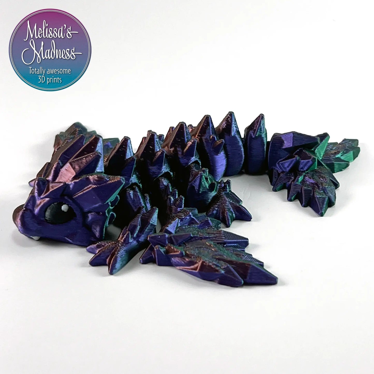 Tiny Crystal Dragon in Purple+Green+Copper Shifting Articulated Figurine Wholesale Museum Gift Shop Display