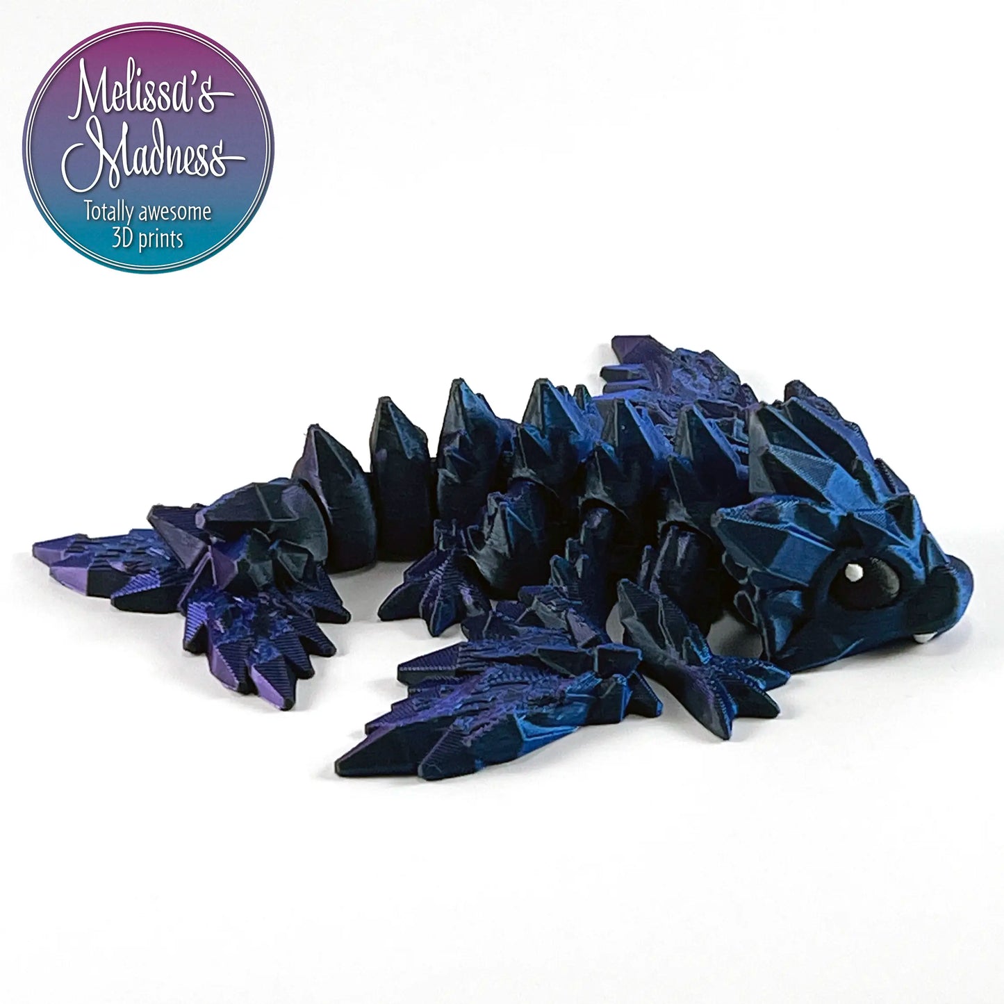 Tiny Crystal Dragon in Black+Blue+Purple Shifting Articulated Made in USA Women-Owned Small Business Figurine