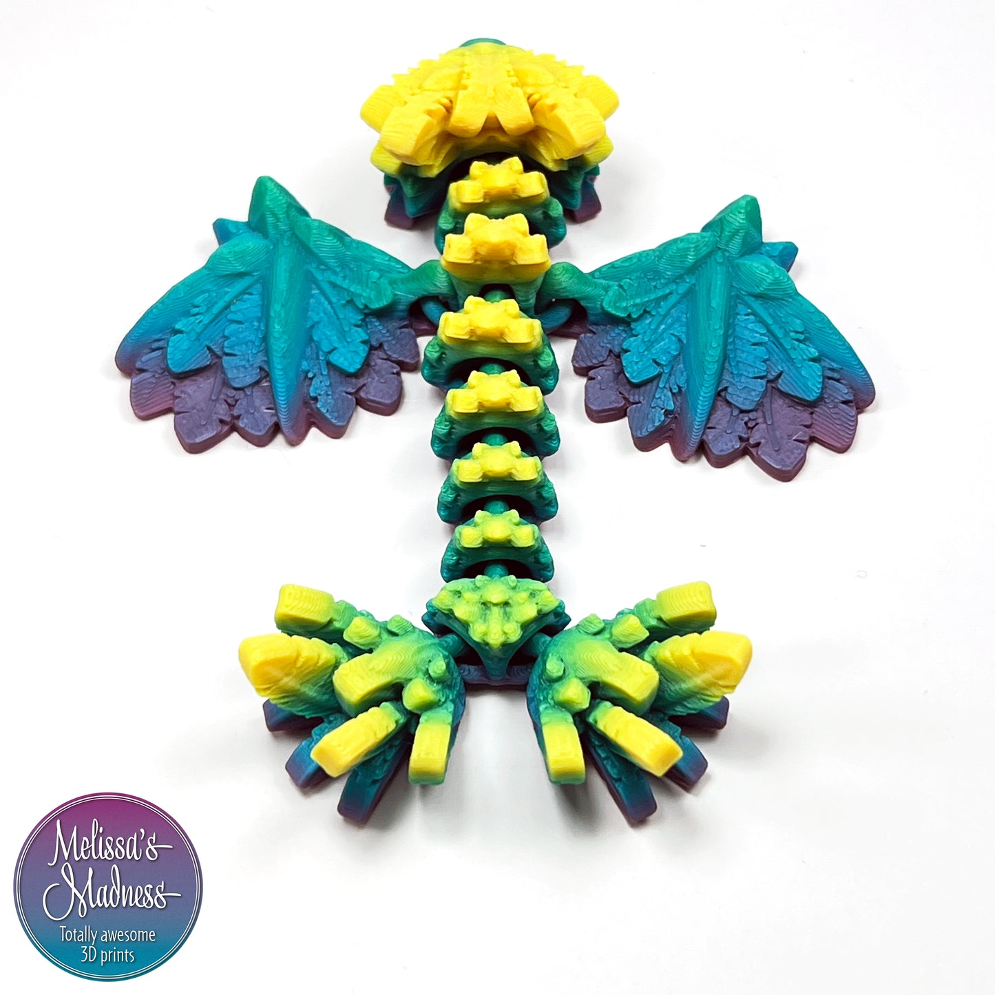 Articulated Tiny Flying Serpent in Regular Rainbow Sustainable Collectible Industrially Compostable PLA