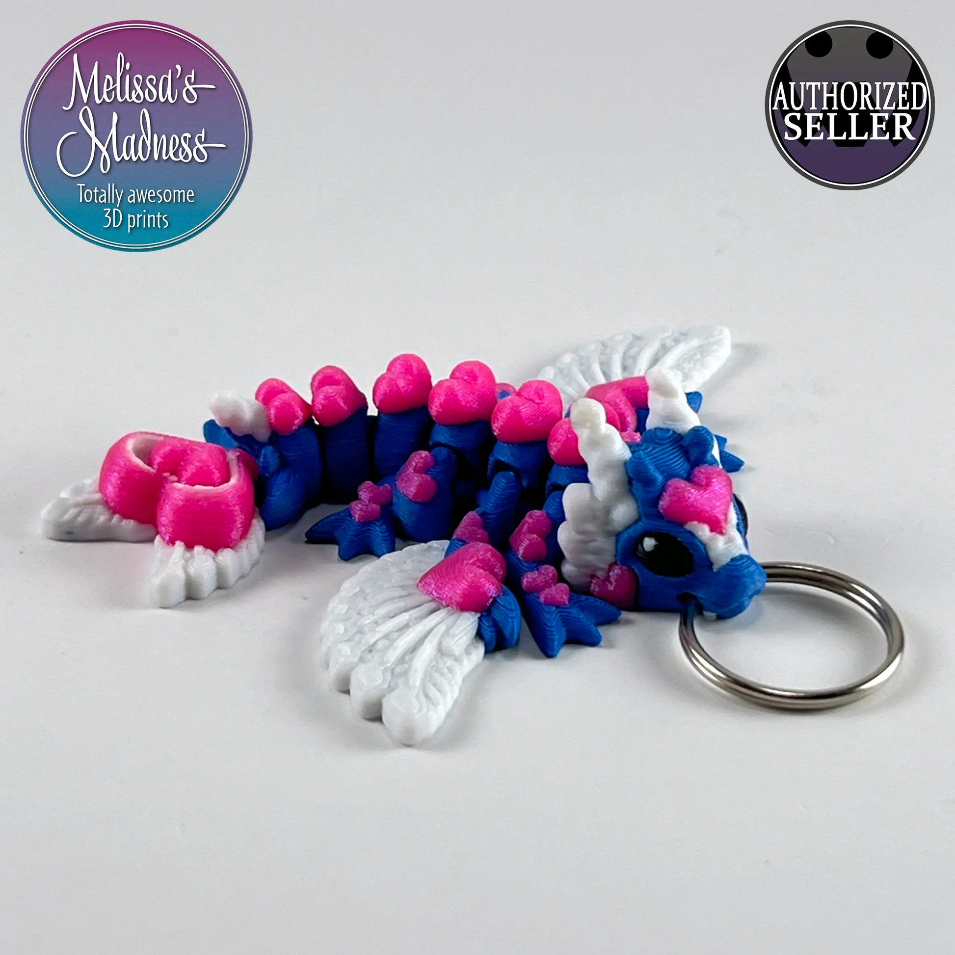 Tiny Heart Dragon Keychain in Marine Blue & Pixie Perfect