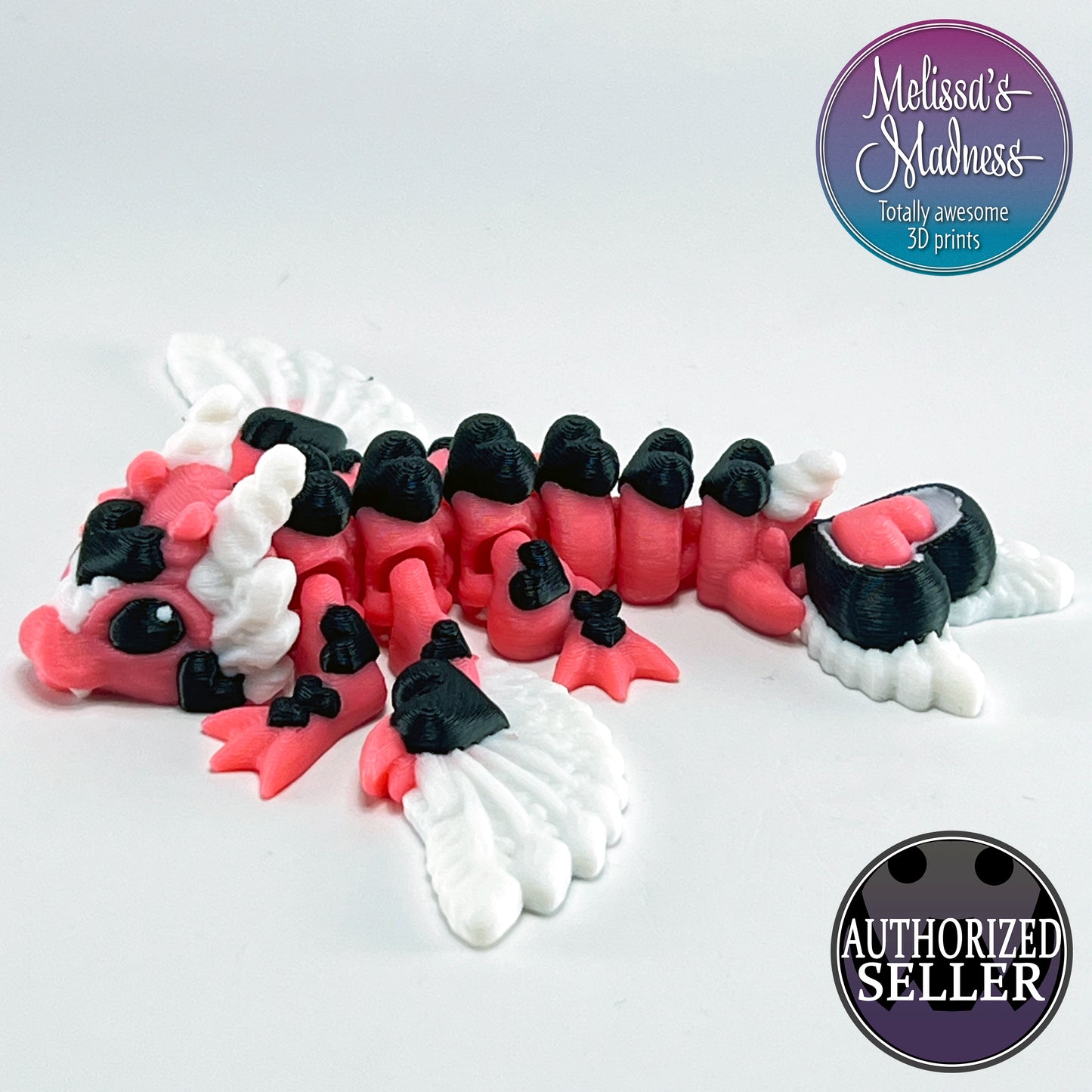 Tiny Heart Dragon in Pink & Black