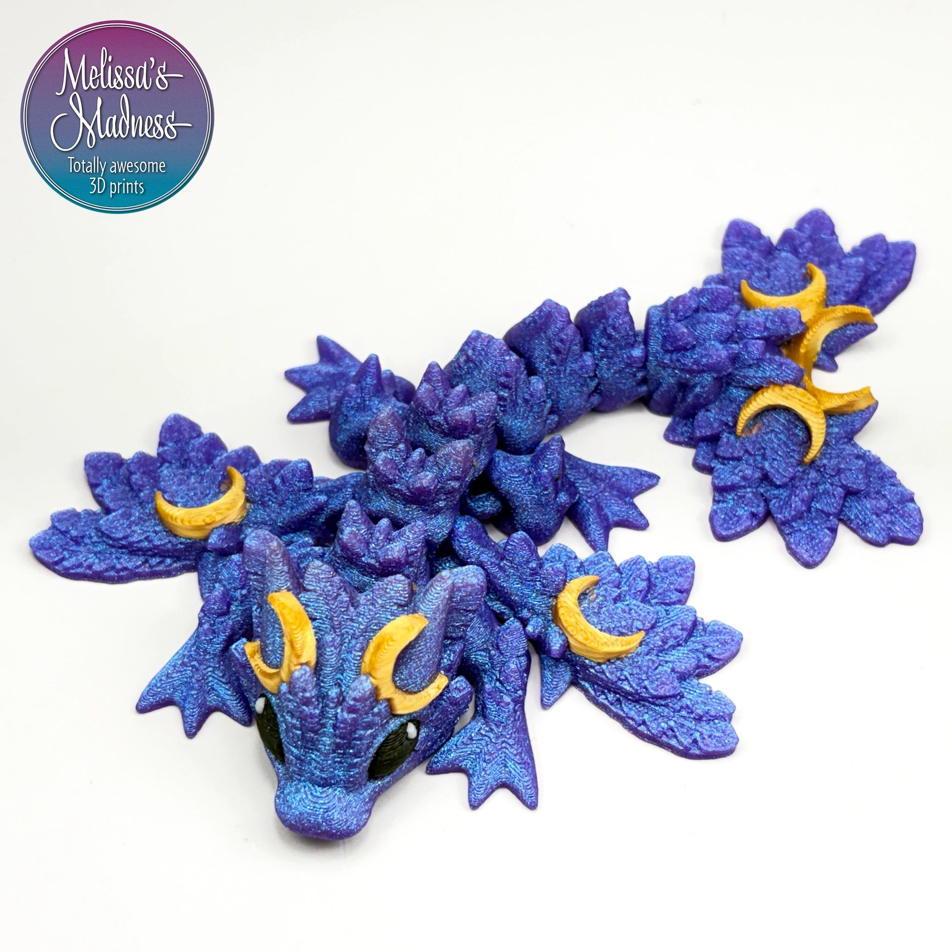 3D printed Tiny Lunar Dragon in Witch's Brew & Gold handcrafted small business Made in USA collectible