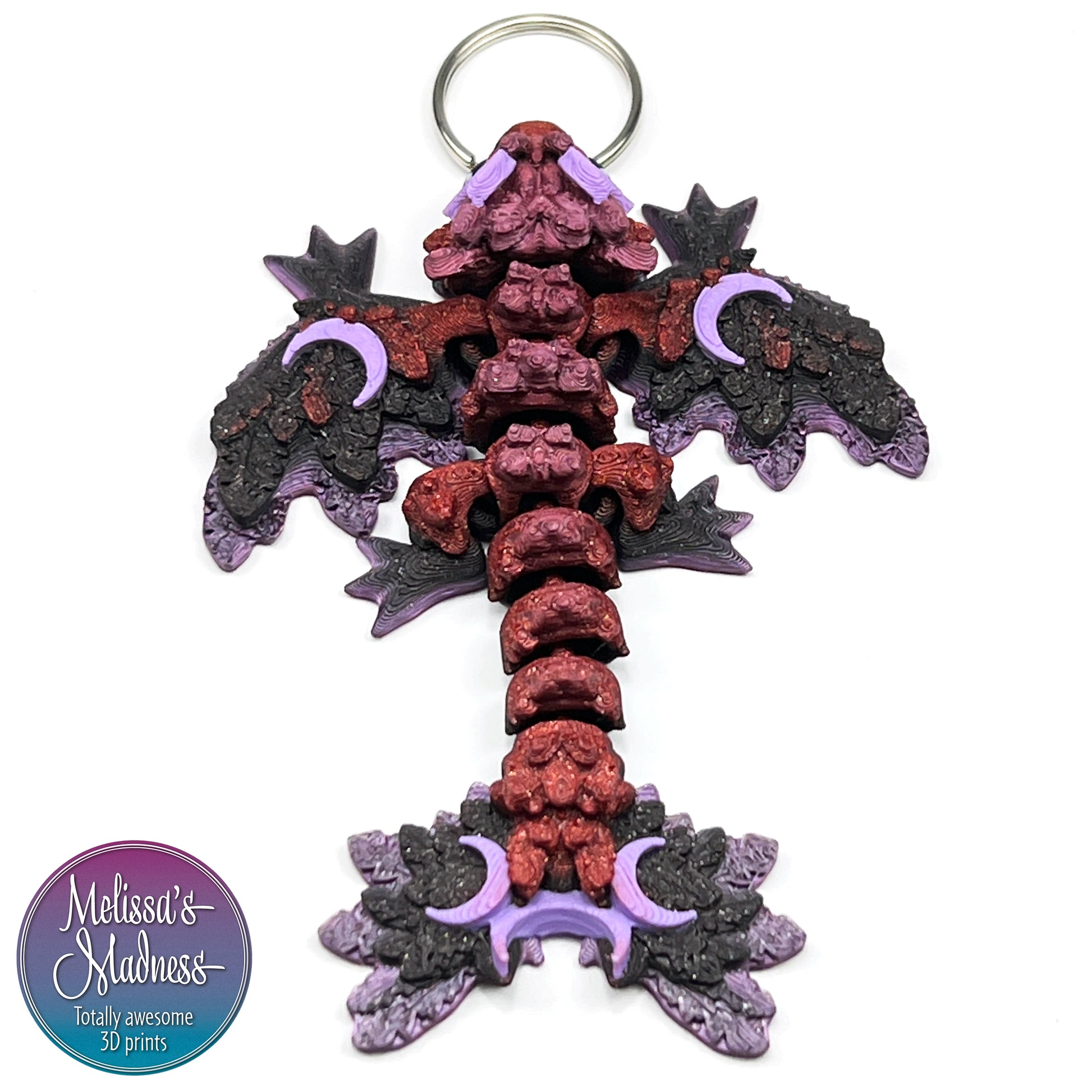 Flexi Tiny Lunar Wyvern in Dragon's Lair & Lilac 3D Printed Articulating Desk Fidget Collector Item