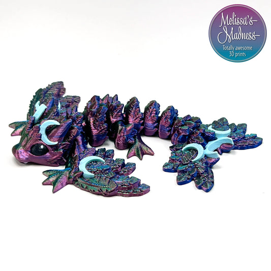 Tiny Lunar Wyvern in Red+Green+Blue Shifting & Ice Blue Flexi Figurine Wholesale Gift Shop Display Piece