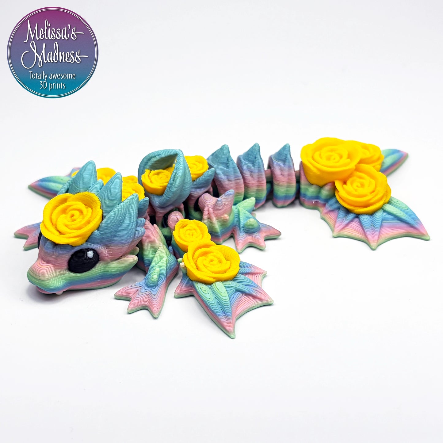 Tiny Rose Dragon - Articulating 3D Printed Fantasy Figurine | Made in Montana | Cinderwing3D Design
