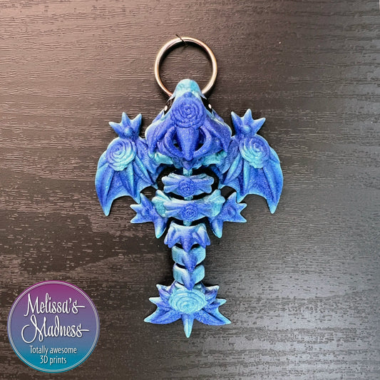 Tiny Rose Wyvern Keychain in Ocean