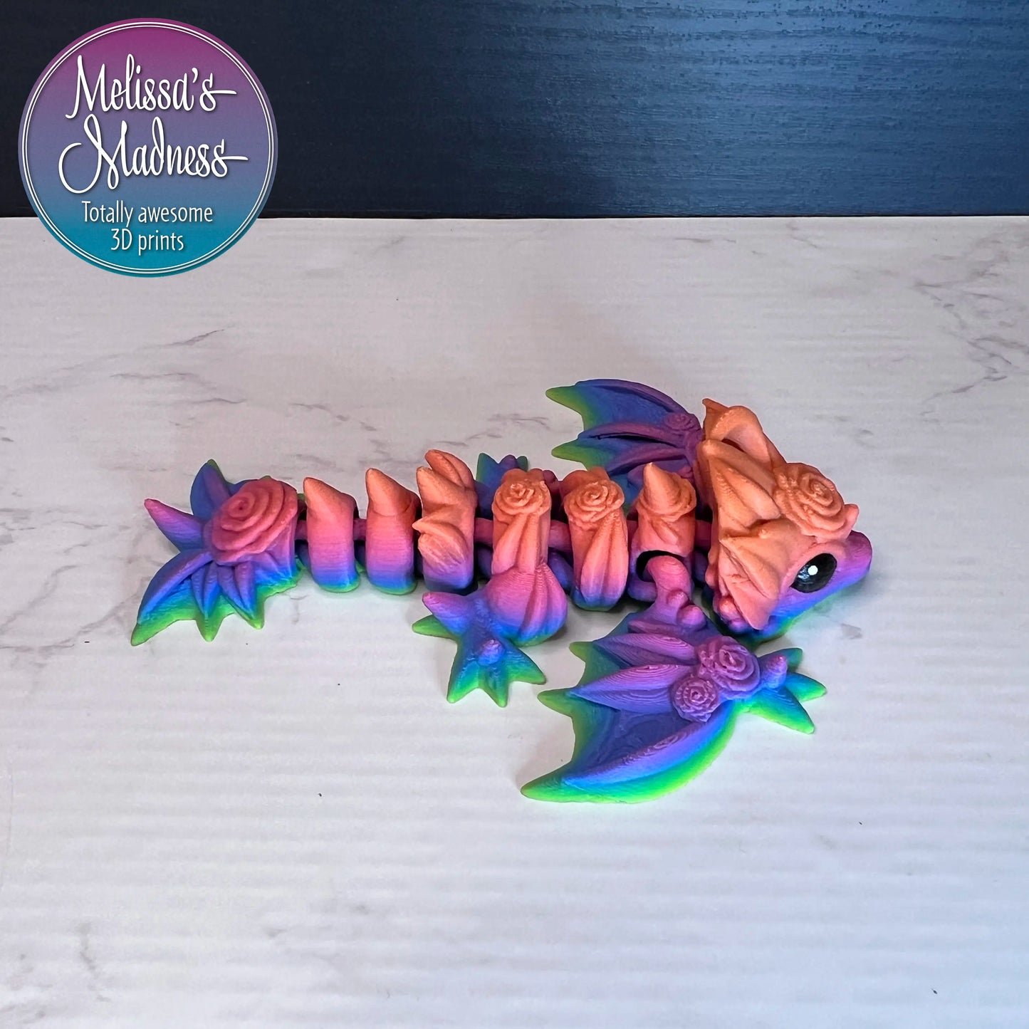 Tiny Rose Wyvern in Soft Rainbow