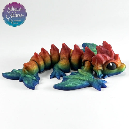 Sustainable Tiny Wyvern in Shimmer Rainbow flexi collectible eco-friendly biodegradable 3D printed