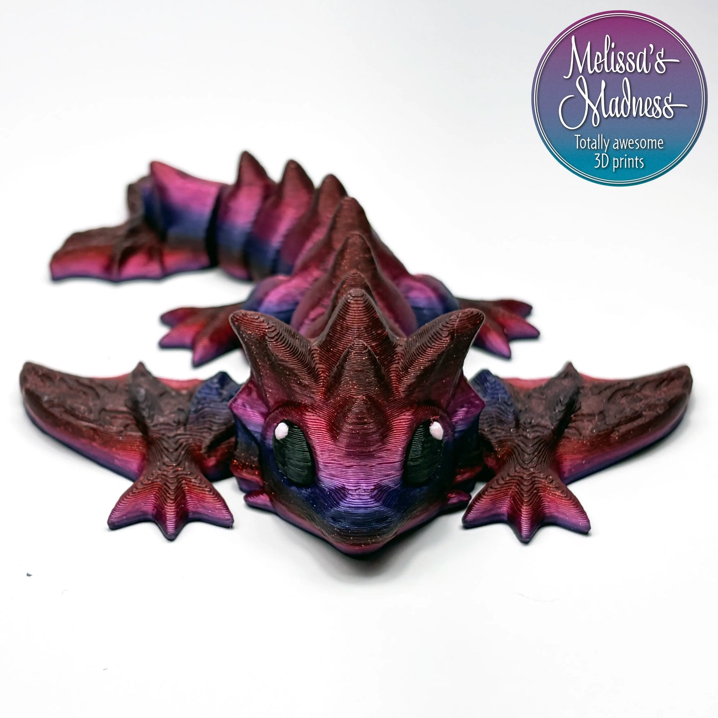 Tiny Wyvern in Underworld Sunset compostable bioplastic articulated figurine sustainable 3D printed