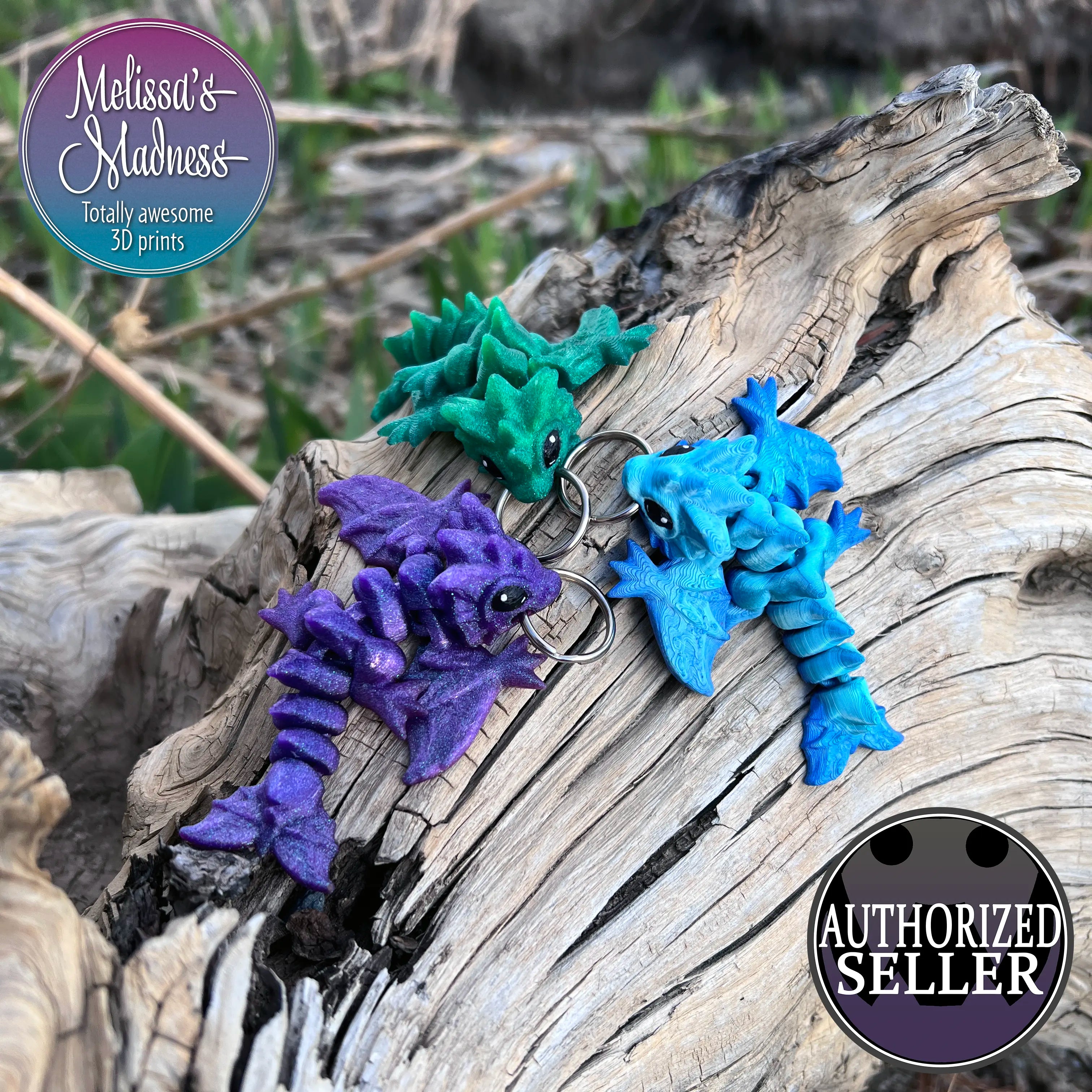 Tiny Wyvern Keychain - Articulating 3D Printed Fantasy Keychain | Made ...