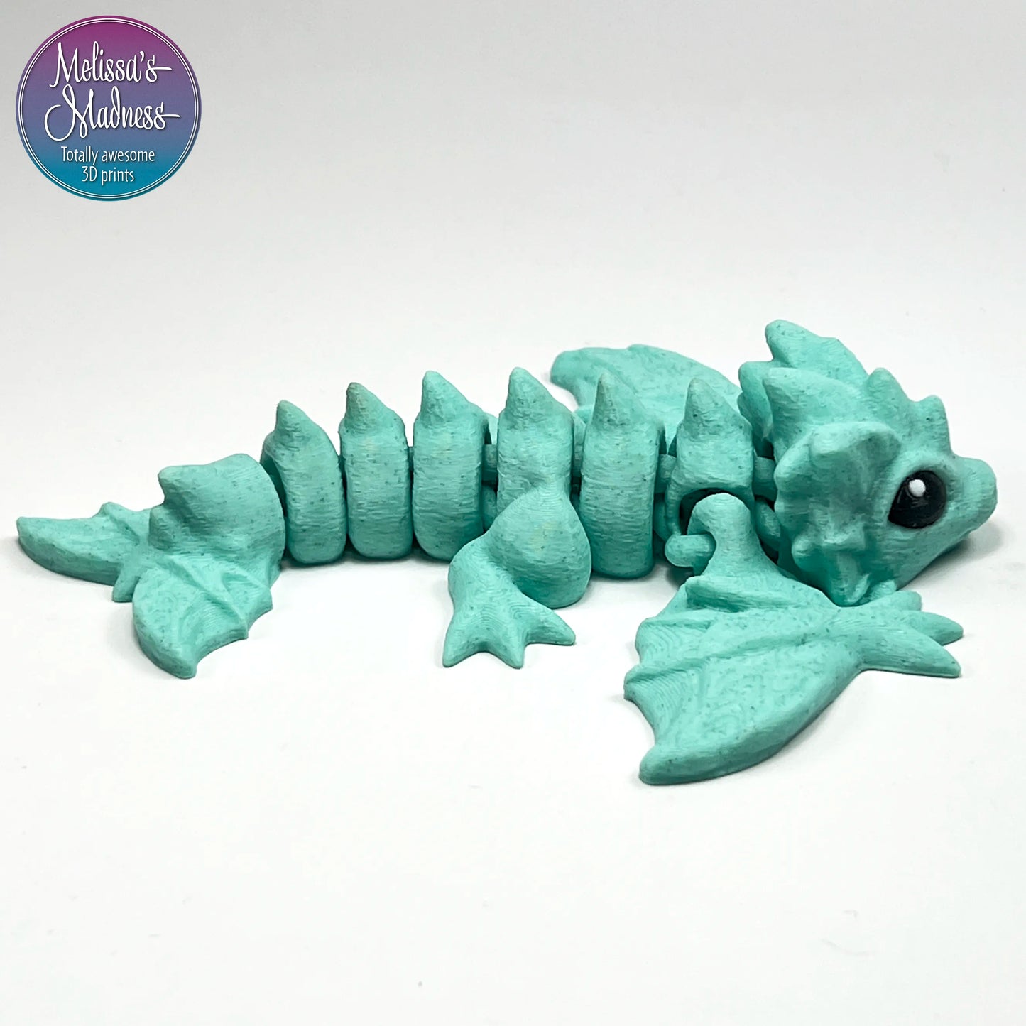 Tiny Wyvern in Mint Chip flexible desk fidget articulating 3D printed display piece