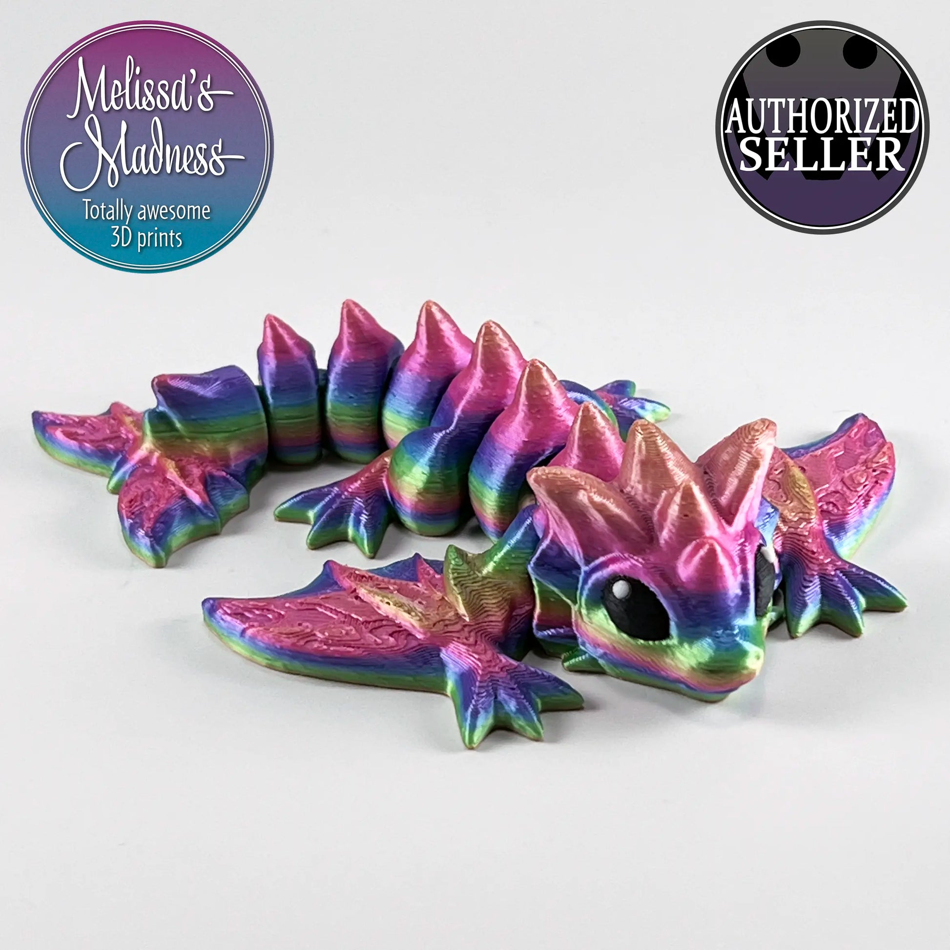 Eco-friendly Tiny Wyvern in Candy Rainbow flexi model biodegradable PLA hydropower made
