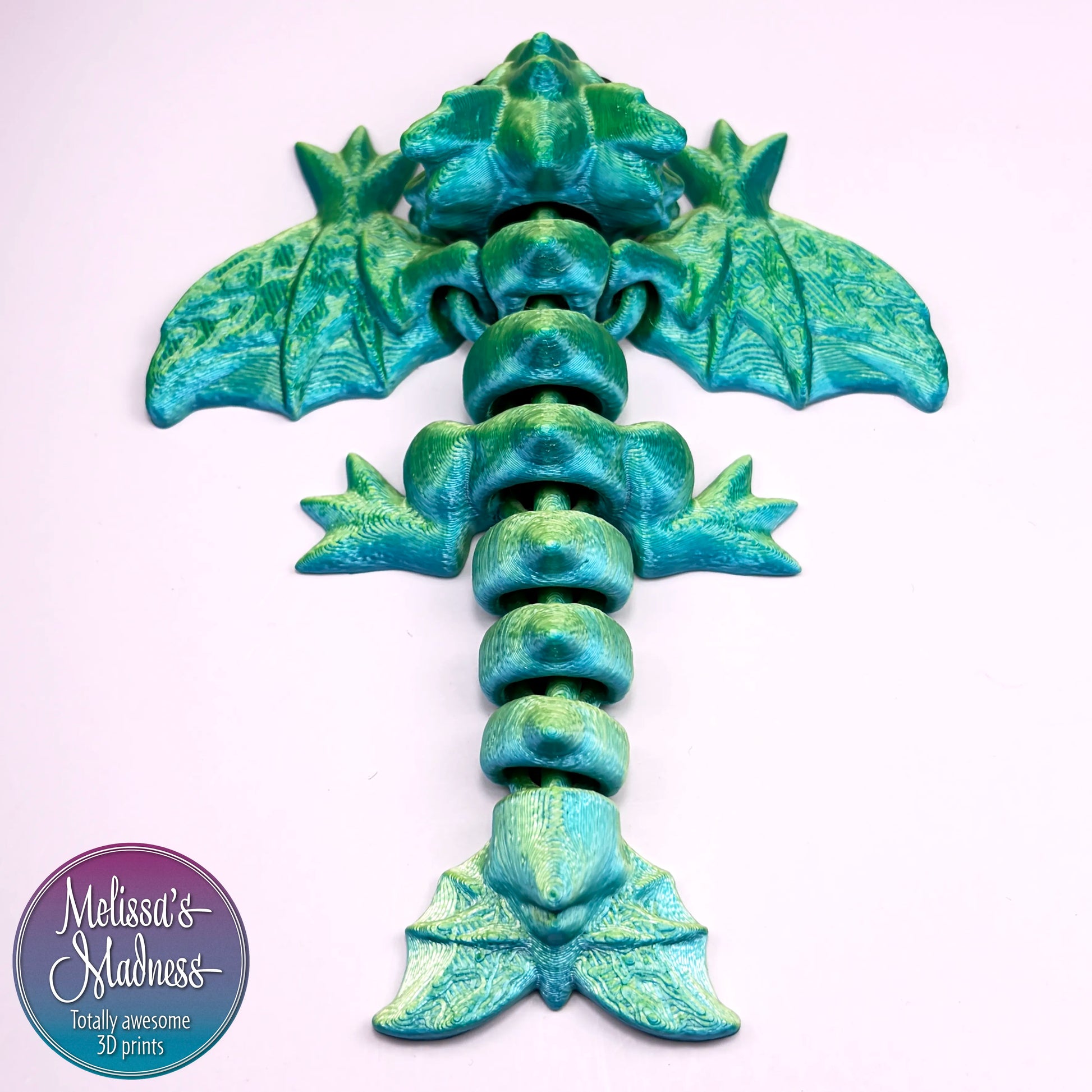 Articulated Tiny Wyvern in Yellow+Blue handcrafted Made in Montana small business 3D printed