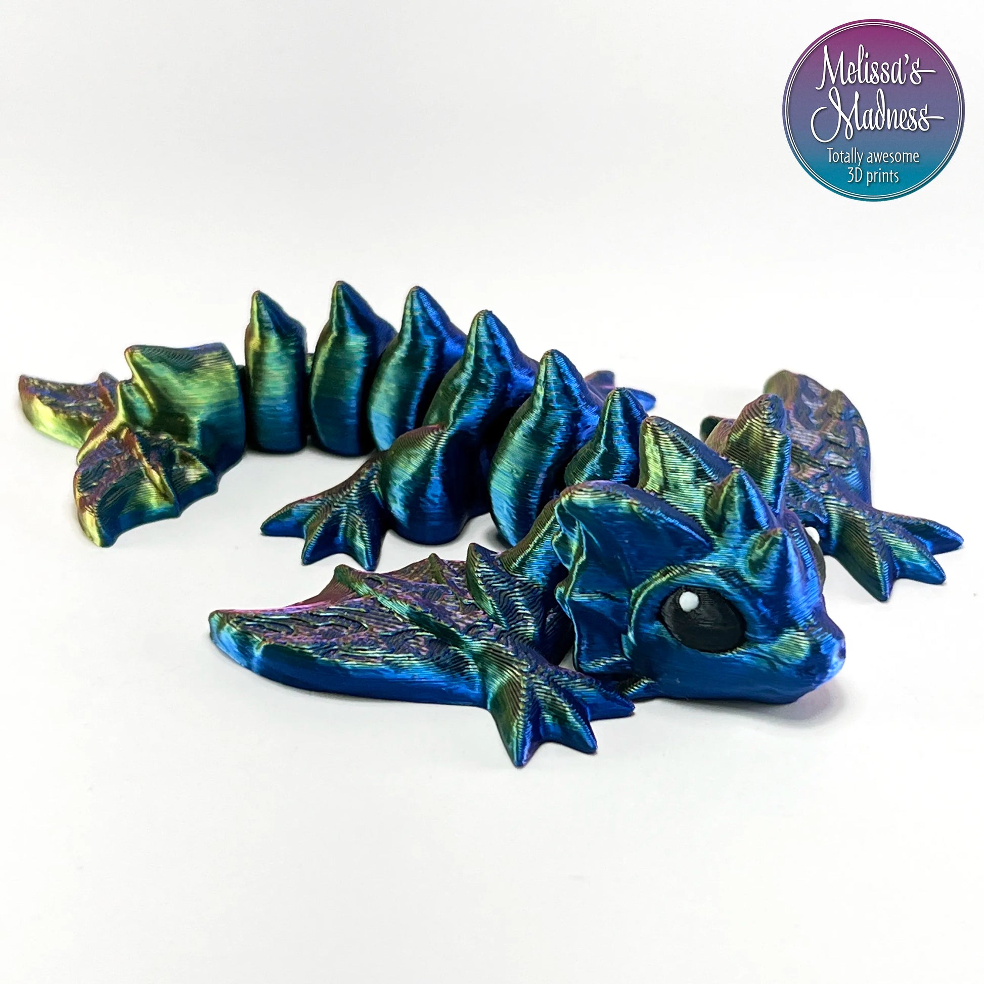 Tiny Wyvern in Red+Yellow+Blue Shifting flexi figurine woman-owned Made in USA handcrafted