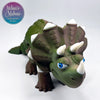 3D printed Triceratops in Brown+Dark Green Shifting biodegradable PLA model industrially compostable