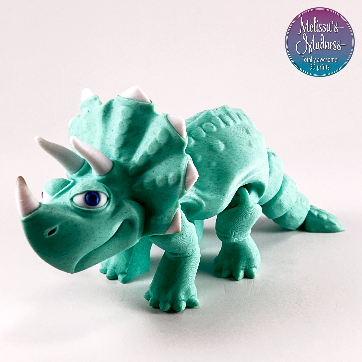 Articulated Triceratops in Mint Chip flexi fidget collectible 3D printed figurine