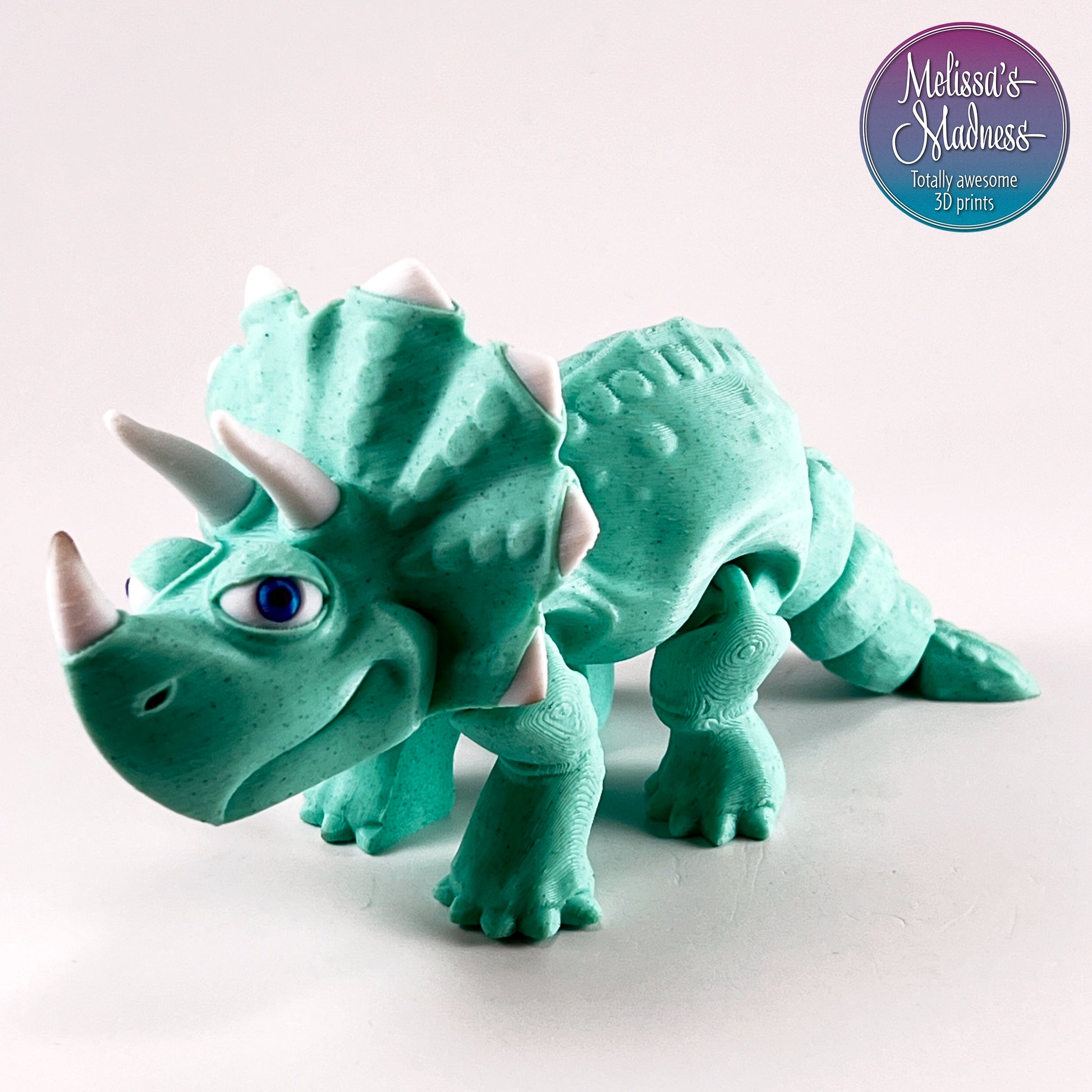 Articulated Triceratops in Mint Chip flexi fidget collectible 3D printed figurine