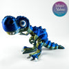 Tyrannosaurus Rex (T-Rex) in Sapphire+Gold Shifting articulated collectible flexible fidget 3D printed display