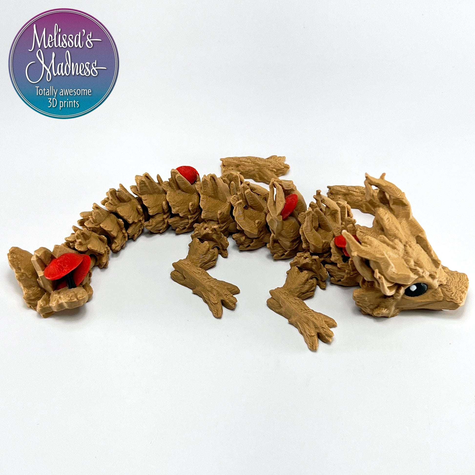 Woodland Baby Dragon in Caramel & Red
