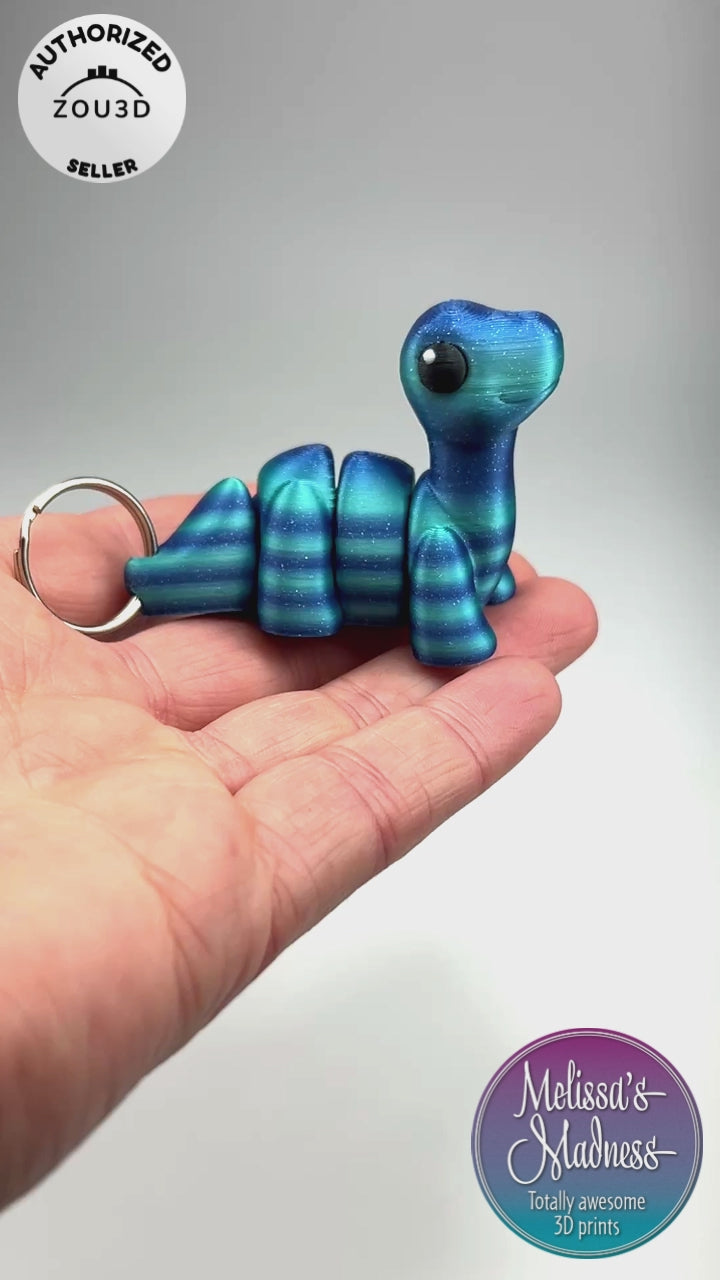Cute Brontosaurus Chunky Keychain in Ocean Museum Gift Shop Wholesale Supplier 3D Printed Model Movement Showcase