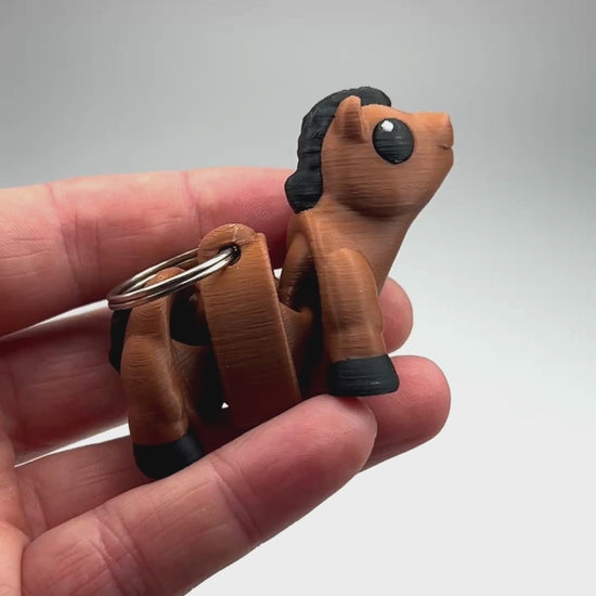 Articulated Cute Horse Chunky Keychain in Brown & Black Wholesale Collectible Flexibility Demonstration Gift Shop Display