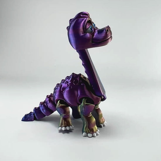 Wholesale Brachiosaurus in Red+Yellow+Blue Shifting Articulated Figurine Demonstrating Flexibility Museum Store Display