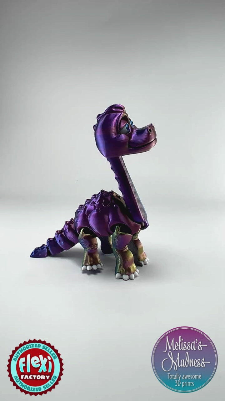 Wholesale Brachiosaurus in Red+Yellow+Blue Shifting Articulated Figurine Demonstrating Flexibility Museum Store Display