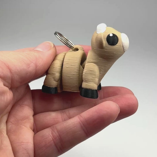 Cute Cow Chunky Keychain in Latte & Bone Flexible Desk Fidget Articulating Movement Demonstration Display Piece