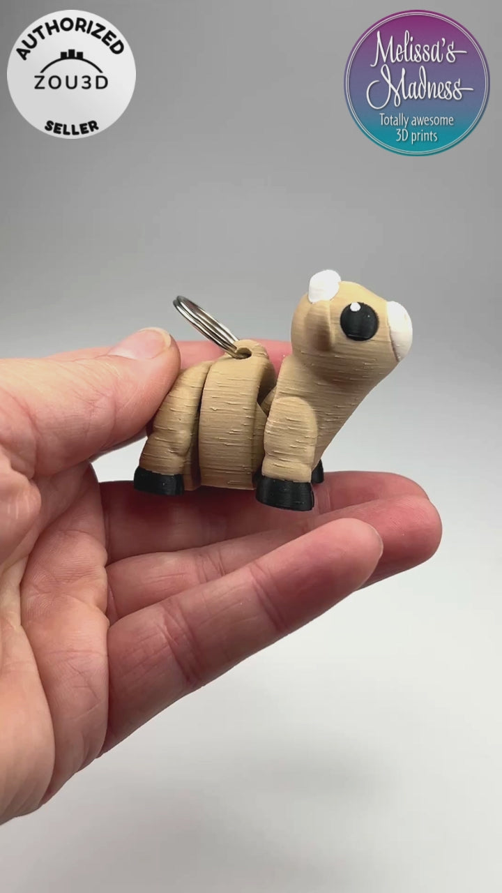 Cute Cow Chunky Keychain in Latte & Bone Flexible Desk Fidget Articulating Movement Demonstration Display Piece