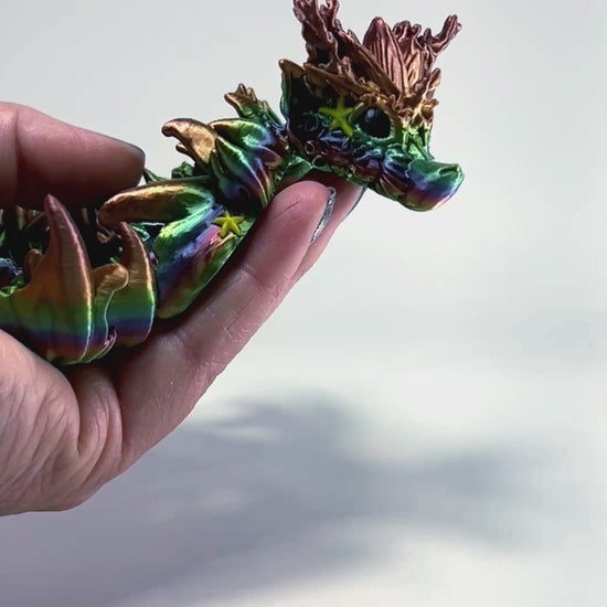Coral Reef Baby Dragon in Muted Rainbow & Yellow