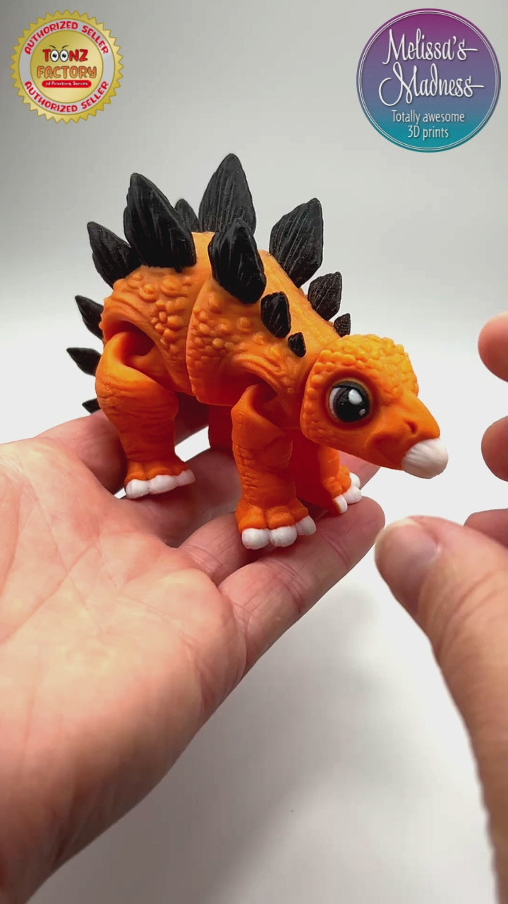 Articulated Stegosaurus in Orange & Embers Wholesale Collectible Flexibility Demonstration Gift Shop Display