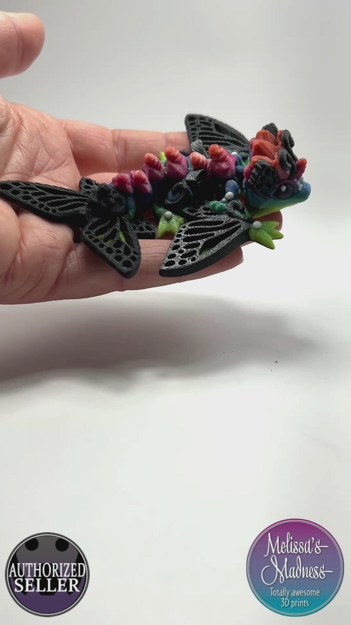 Articulated Tiny Butterfly Wyvern in Fantasy Rainbow Biodegradable PLA Model Flexibility Demonstration Eco-Friendly Hydropower Made