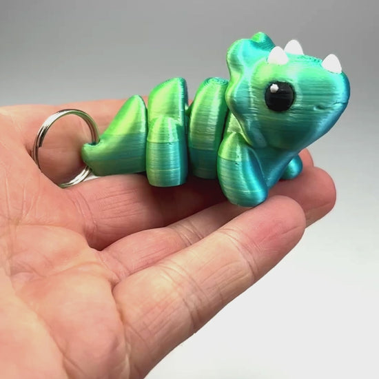 Articulated Cute Triceratops Chunky Keychain in Yellow+Blue Shifting Museum Gift Shop Wholesale Supplier 3D Printed Model Movement Showcase