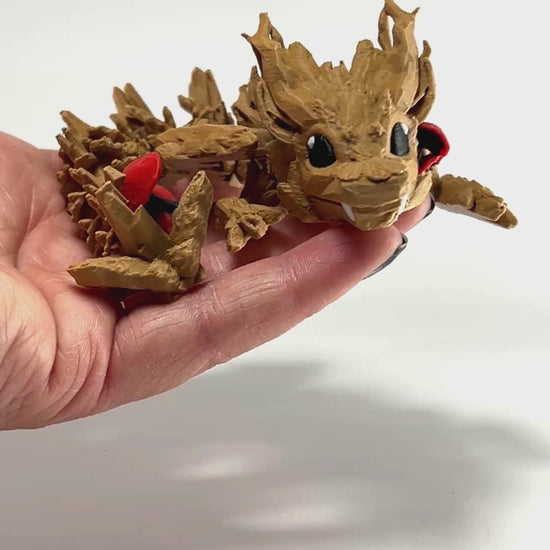 Woodland Baby Dragon in Caramel & Red