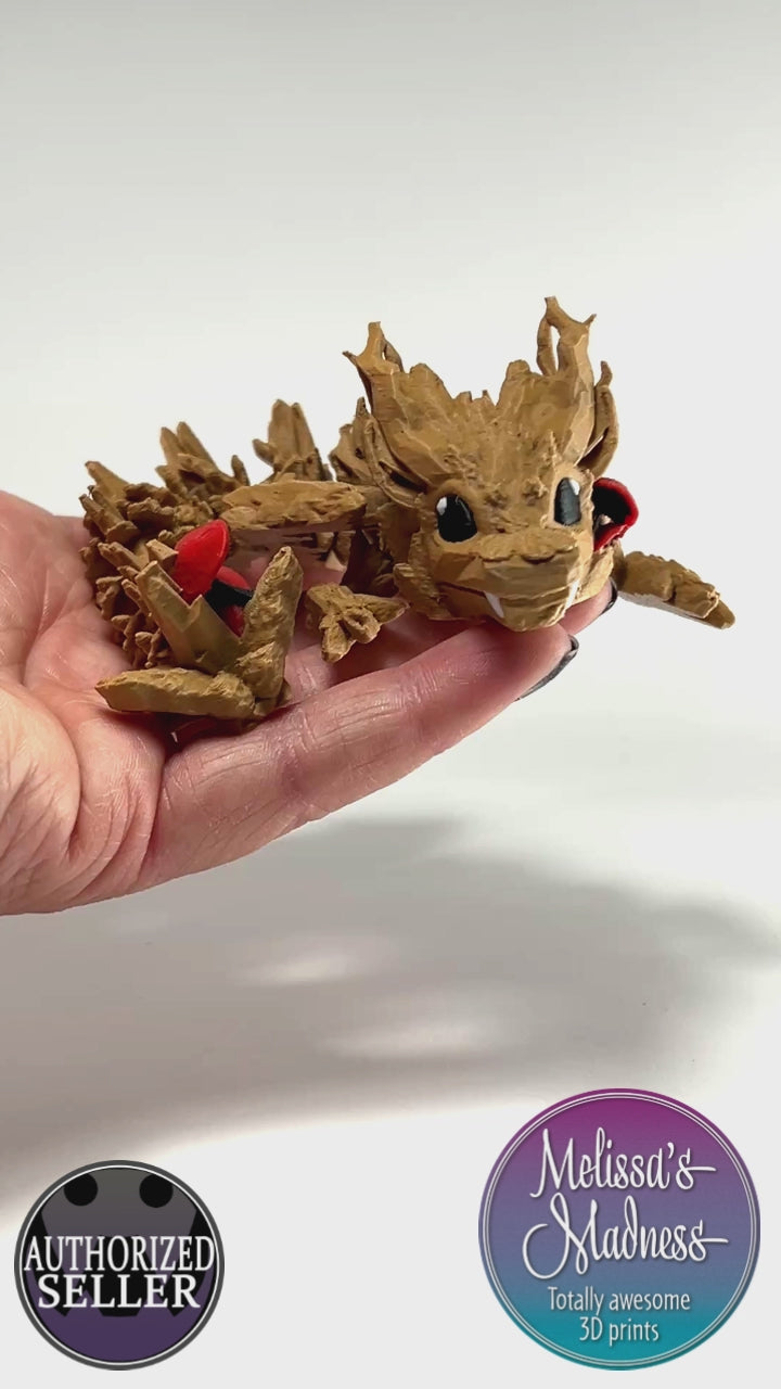 Woodland Baby Dragon in Caramel & Red