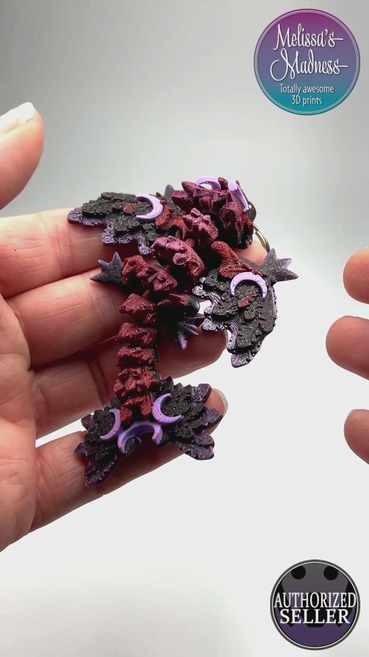 3D Printed Articulated Tiny Lunar Wyvern in Dragon's Lair & Lilac Flexi Collector Item Showing Articulation and Flexibility