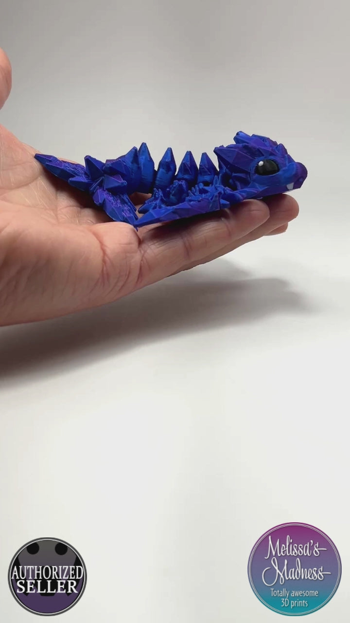 Articulated Tiny Crystal Dragon in Blue+Purple Shifting Wholesale Collectible Flexibility Demonstration Gift Shop Display